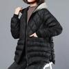Korean Hooded Angular Grid Parkas Outwear Female Fashion Cotton Padded Coat Winter Ladies Long Sleeves Down Cotton Overcoat