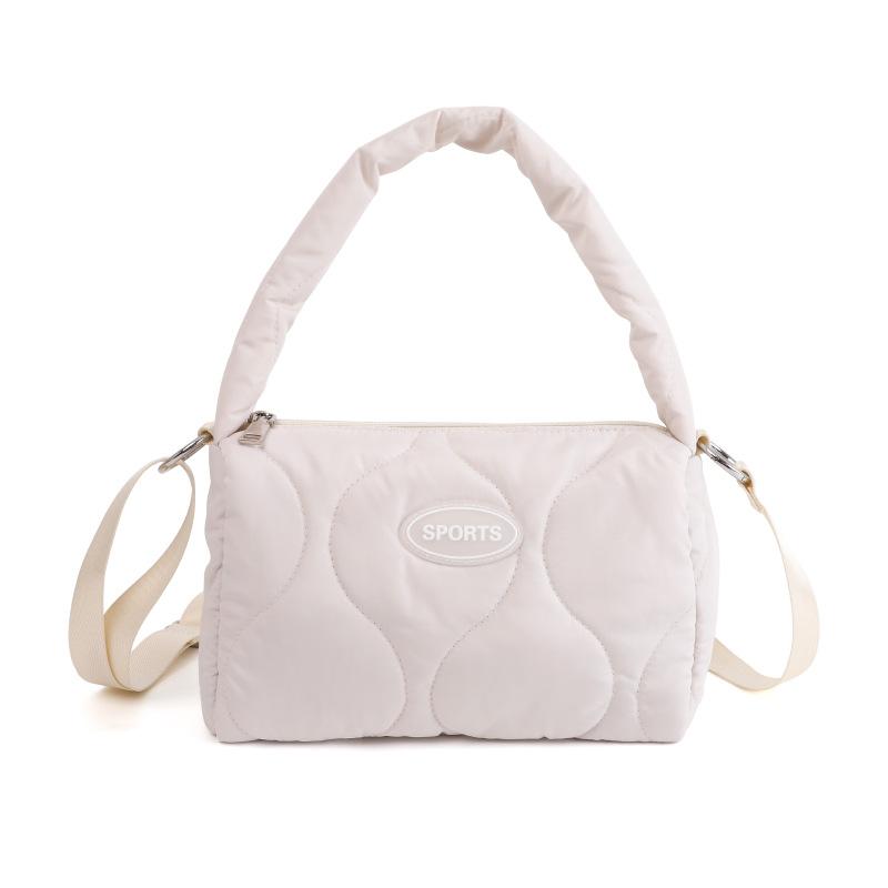 

2025 Korean simple fashion cotton-filled handbag high sense Boston pillow bag messenger bag women s four seasons