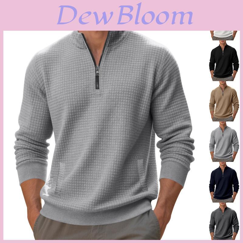 Mens Spring Fleece Sweater With Stand Collar And Zipper For Casual Urban Style
