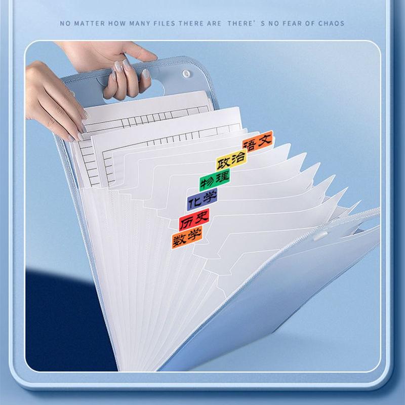 13 Pocket File Folders Portable A4 Letter Size Macaron Color Accordian Document Organizer For Classroom Office Home Storage