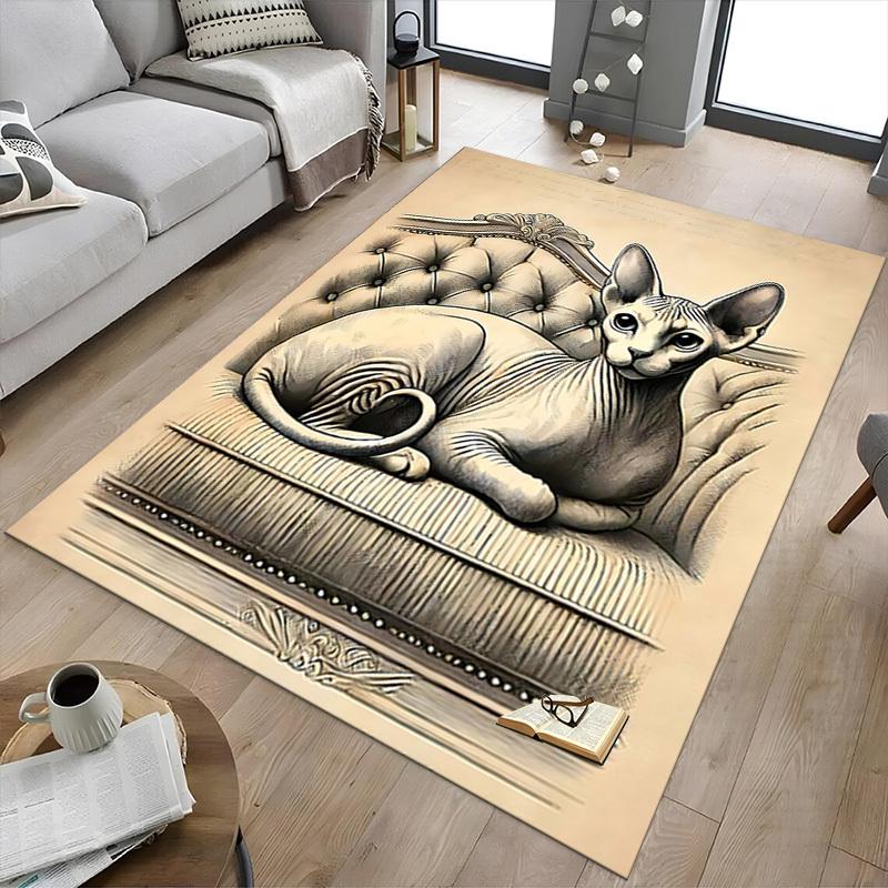 1 STuks Sphynx Kat Extra Groot Antislip Vloerkleed, Kantoor, familie, slaapkamer Groot Vloerkleed Binnenvloerkleden, Levendige Kleuren
