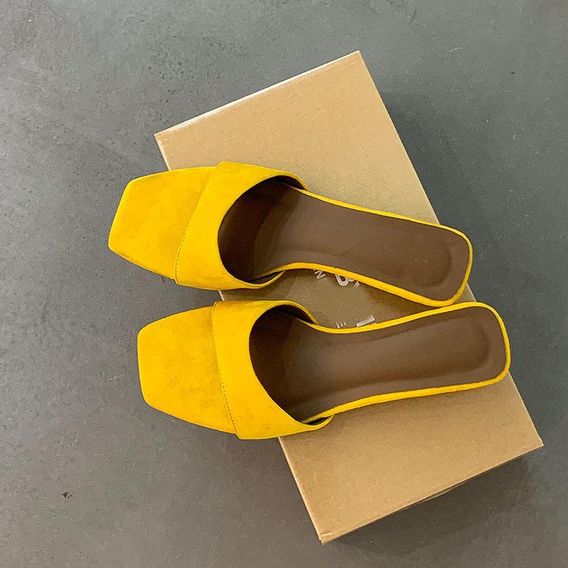 Fashion Fashion Square Toe Ladies Wedges Slippers Shoes New 2025 Summer Female Sandals Footwear Wedges Slides Slippers Shoes For Women