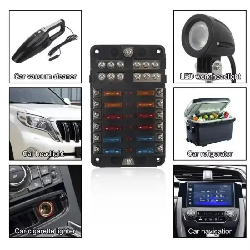 6/12 Way Blade Fuse 12-24V Car Boat Fuse Box Holder with Plastic Cover for Power Panel Board Camper RV Accessorie