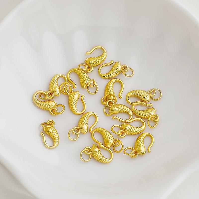 Позолоченная подвеска-ожерелье с рыбой кои и драконом зодиака с пряжкой в виде хвоста феникса и тыквы