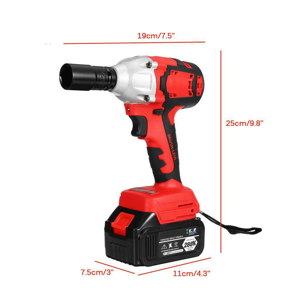 800N.M 288VF Max Brushless Impact Wrench 15000mAh Li-ion Battery Brushless Motor Electric Wrench Power Tool With Charger Sleeve+Charger