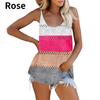 Mode Damen Sommer O-Ausschnitt Gestrickte Tanktops Lässig Locker Ärmellos Cami Colorblock Bluse Shirts Strand Weste Tanktops Übergröße