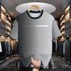 Summer men's casual loose fit large letter print round neck short sleeved T-shirt top High Street Unisex style