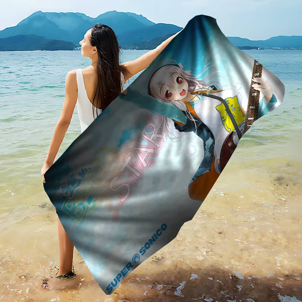 Anime S-Super S-Sonico Musical Girl Bath Towel Microfiber Soft Water Absorbing Breathable For Girl Kids Decorative Beach Towel