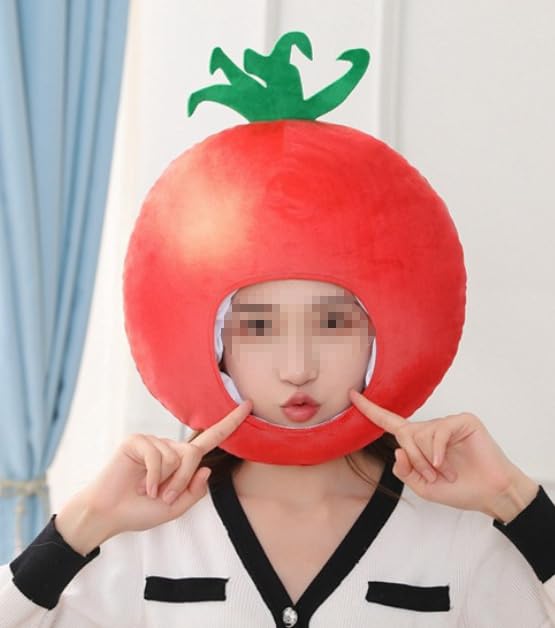 [DOKiDOKi] Tomato Hat Cosplay [Cute] Transformation Headwear Kigurumi Headgear Cute Halloween Vegetable Greengrocer Tomato Italian Food Stall