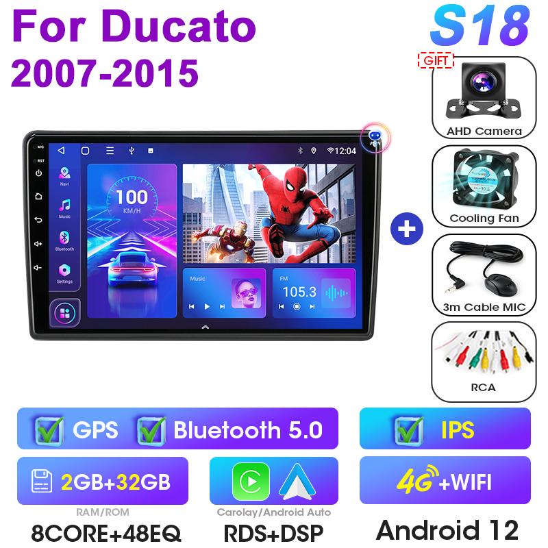 2 Din Android 12 Autoradio Für Fiat Ducato Peugeot Boxer Citroen Jumper 2 2006 -2025 Multimedia Video Player carplay Auto Stereo