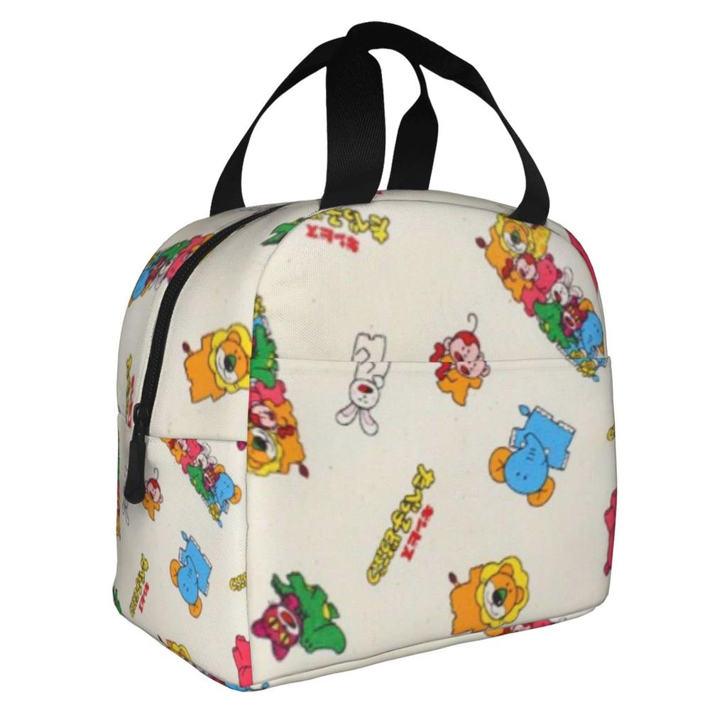 Tabekko Animal Insulated Lunch Bag with Bento Cooler Bag with Soft Cooler Bag Clasp, Black, Box, Insulated, Zipper, Compact, Bag, Tote/Eco