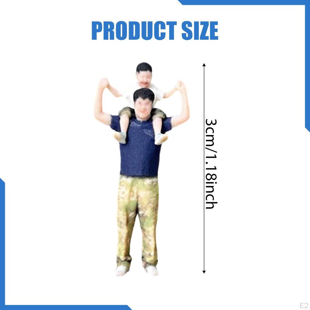 1:64 Scale Miniature Figure Father Son for Micro Landscapes Decor
