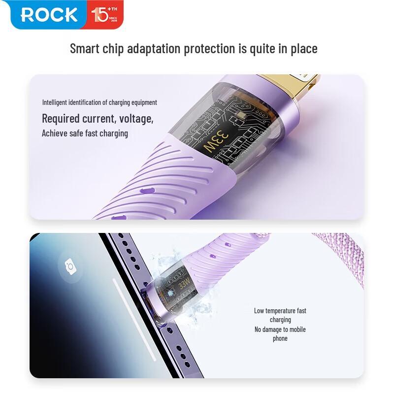 ROCK Z21 PD33W Transparent Fast Charging USB-C To Lightning Cable