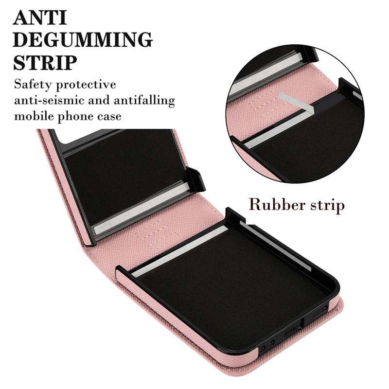 Voor Samsung Z Flip 3 Luxe Kruispatroon Opvouwbare Ring Telefoonhoes Voor Samsung Z Flip 4 Z Flip 5 Insteek Kaart Schok Achterkant