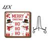Holiday Gift for Pet Owners Christmas Wooden Tabletop Decor, 2D Santa Ornament with Iron Stand, Rustic Lover Sign Home And Cafe Festive Shelf,
