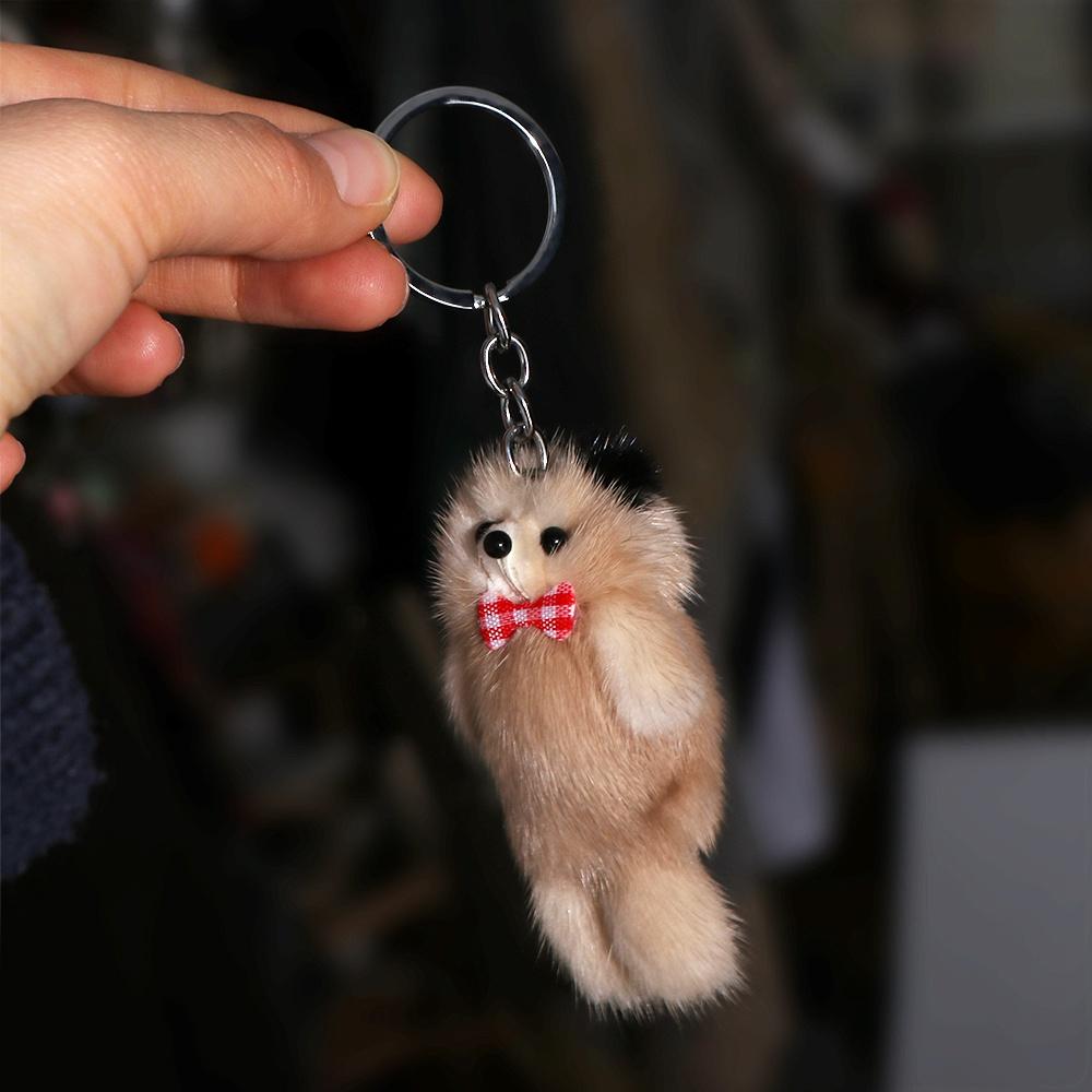 Plush Keyring Animal Bear Plush Bear Keychain Cartoon Soft Bowknot Bear Keyring 7CM Plush Bag Pendant