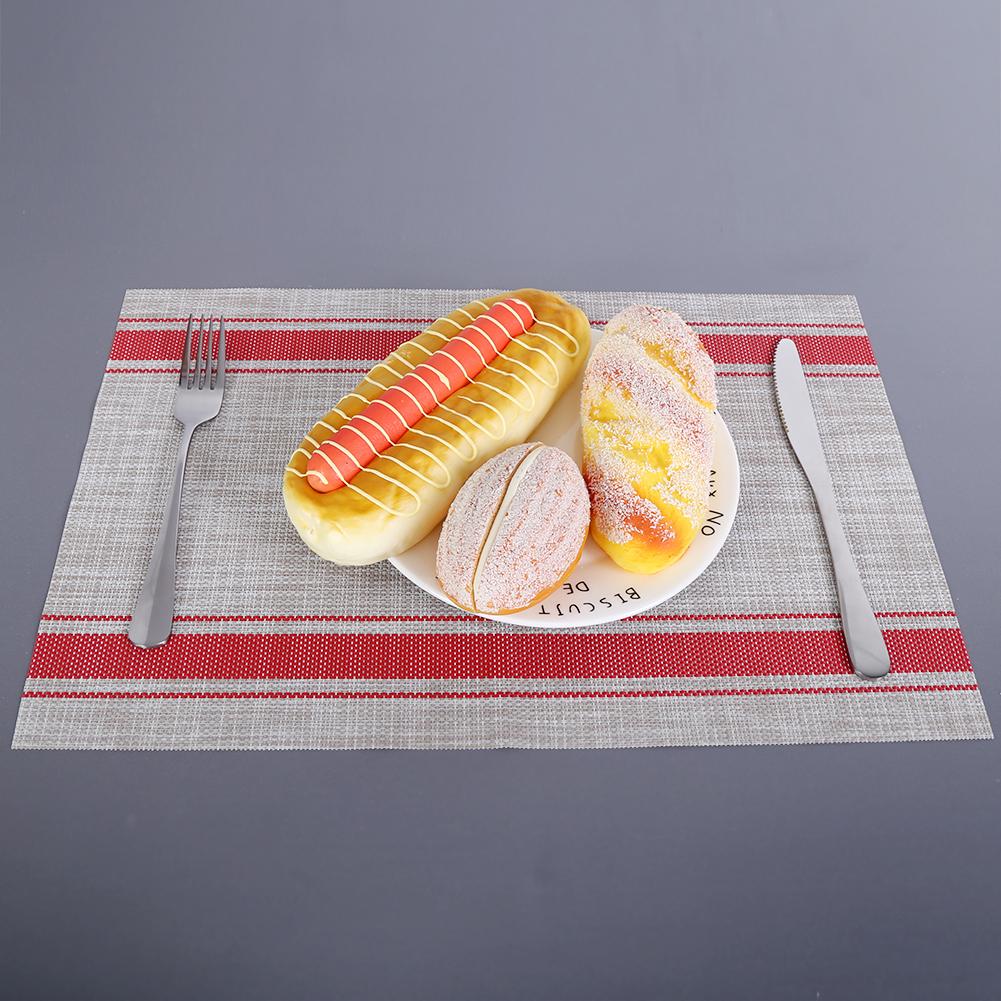 2Pcs Household Stripe‑Type PVC Tableware Pad Ht Insulation Placemat Table Mat Decoration(Blue )