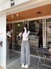 Modal Dark Gray Maternity Wide-Leg Drawstring Pants - Summer Casual Plus Size