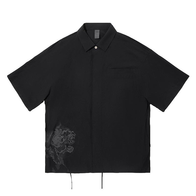 Li-Ning Printed Soft Comfortable Breathable Versatile Casual Short Sleeve Shirt Men Shirts ASHV245-2