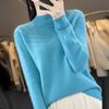 One-line Ready-to-wear Half-high Neck Hollow Cardigan for Women In Autumn and Winter New Loose and Versatile Warm Wool Knitted Base Shirt