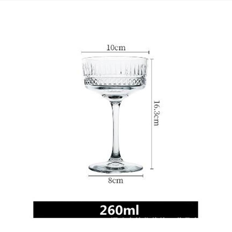 

260ml Anaglyph Carved Goblet Martini Glass Champagne Cocktail Cup Bar Tools Set 201-300ml чорний