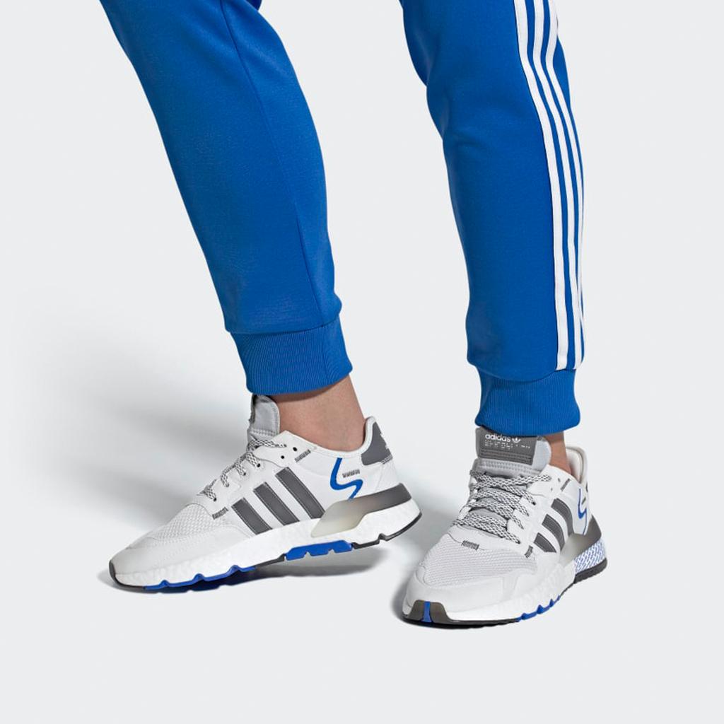 adidas Orijinaller Nite Jogger Kumaş Retro Yama İşi Spor Yastıklama Düşük Bilekli Yaşam Tarzı Ayakkabılar Unisex Spor Ayakkabı Gri Beyaz Mavi FV6624