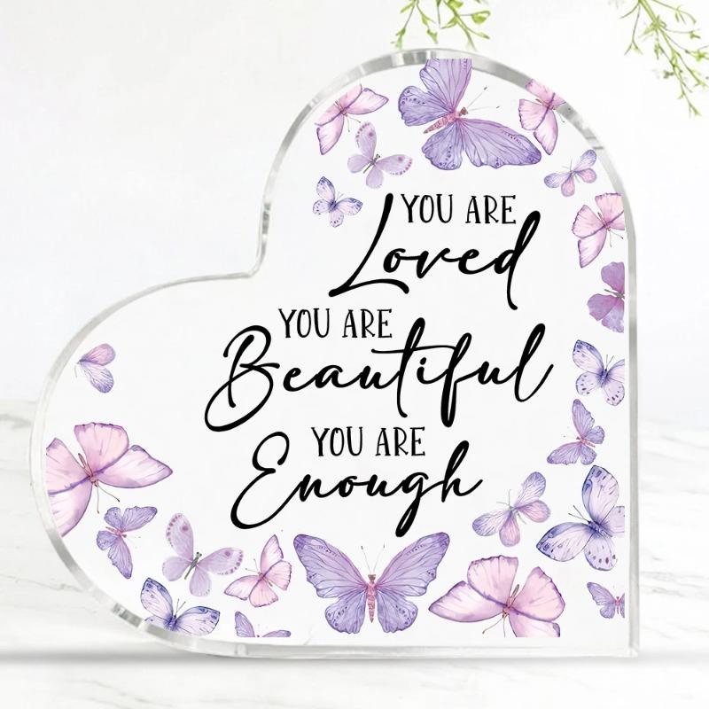 2D Flat Christian Butterfly Gifts Acrylic Desk Decor Plaque, Home Decor Plaque Hanging Wall Art Decorative Garden Decoration for Room Door Signs Hangi
