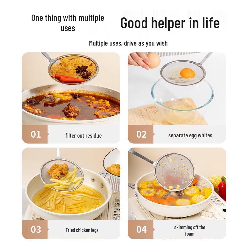 304 Stainless Steel Kitchen Skimmer Strainer and Superfine Mesh Soy Milk Filter