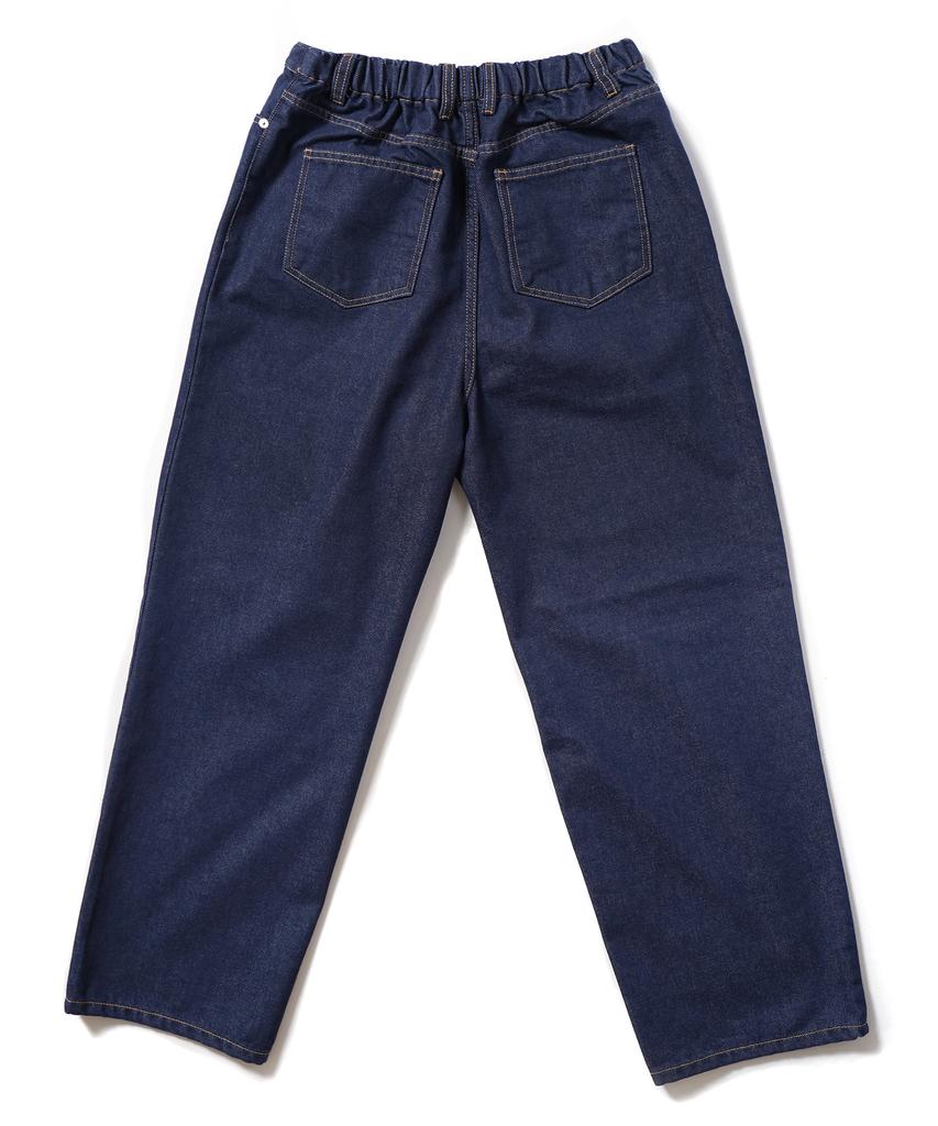 GAKKAI UNIONS Single-Pleat Wide Elastic Denim Pants Indigo