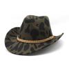 Thickened Fabric Cow Pattern Curled Edge Denim Top Hat Curled Brim Men'S And Women'S Tibetan Ethnic Style Denim Felt Hat