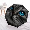Black Kitten Pattern, Automatic Folding Umbrella, Portable and Foldable Design, 8 Ribs, a Christmas or Birthday Gift.