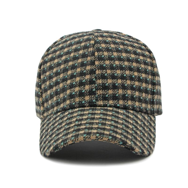 Männer Woolen Hut Frauen Frühling Herbst Plaid Kappe Weibliche Warme Baseball Kappe Sonnenschutz Hut