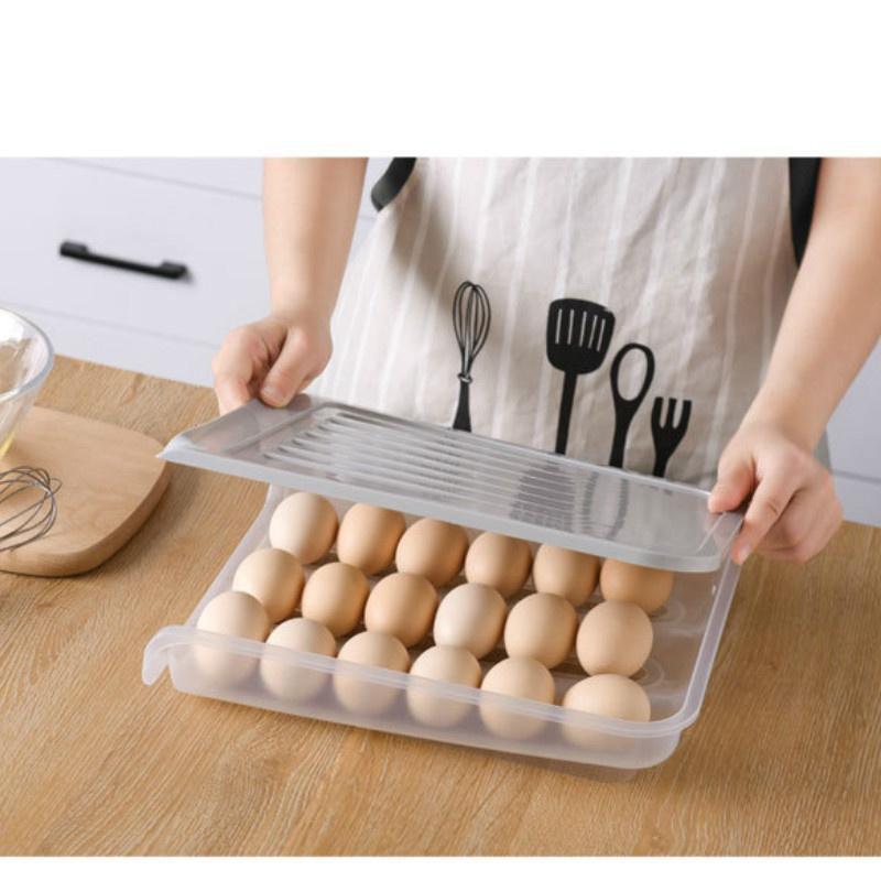 Refrigerator Egg Storage Box with Cover Automatic Rolling Sliding Egg Box Plastic Transparent Can Stack Duck Egg Preservation Box