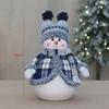 Blue Fabric Snowman Decorative Figurine Christmas Tabletop Window Display Ornament Holiday Home Decoration