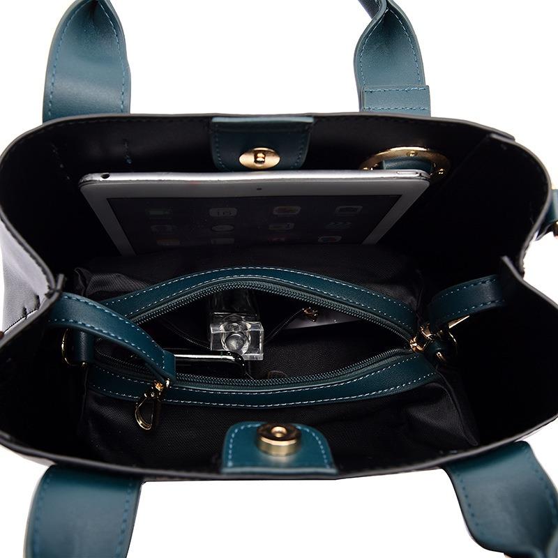 New Handbag Retro Bucket Bag Contrasting Color Women's Messenger Bag Fashionable Large Capacity Tote Bag Women