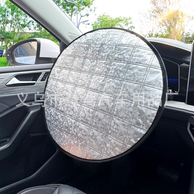 Auto-Lenkrad-Sonnenschutzabdeckung mit Beschichtung Hitzeschutz Innenraumschutz für den Sommer - Kariert A Mittlere Dicke