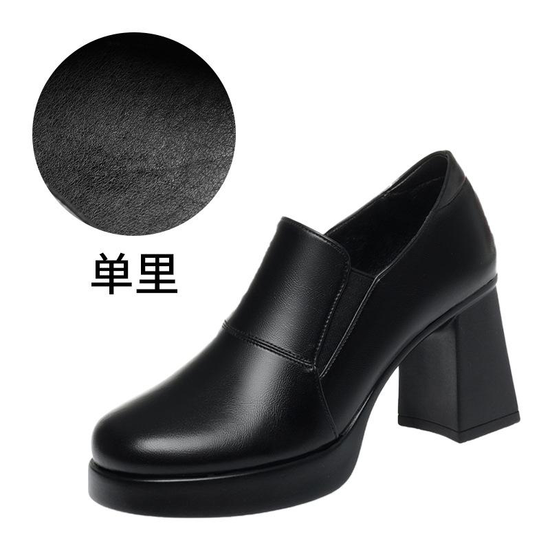 Deep single shoes women's new comfortable work women's shoes platform high heels work shoes women's leather shoes