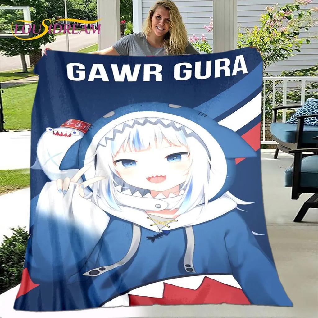 Gawr Gura Hololive Cute Anime Soft Plush Blanket,Flannel Blanket Throw Blanket for Living Room Bedroom Bed Sofa Picnic Cover Kid