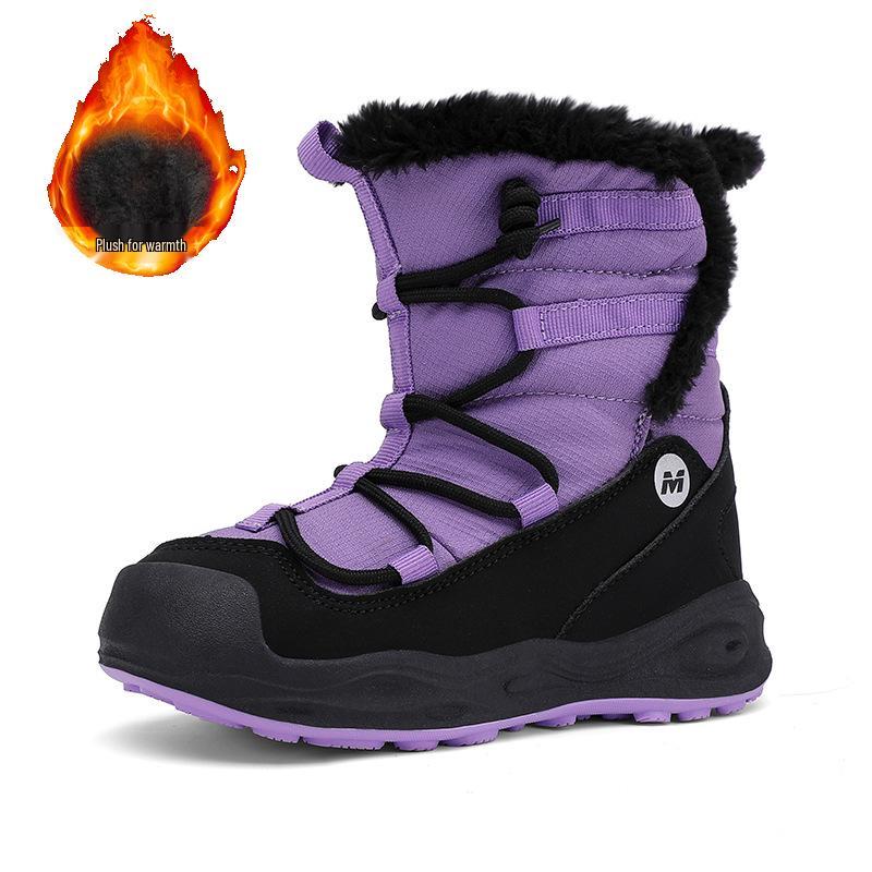 Zimowe buty śniegowce dla dzieci - Wyściełane aksamitem, Grube, Ciepłe, Antypoślizgowe dla Chłopców i Dziewczynek