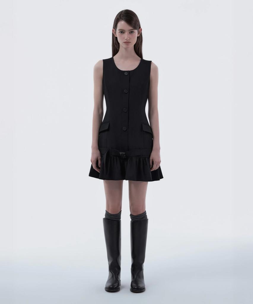 Mausolleum Sleeveless Flare Suit Dress - Dark Navy