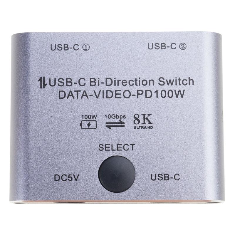 USB C Switcher for Double Computers with 8K Video Display PD100W Charging, Support Highly Speed 10Gbps Data Transfer