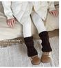 Trendy Girls' Fleece-Lined Cable Knit Patchwork Leg Warmers - Thick Lambswool Vertical Stripe Warm Pants