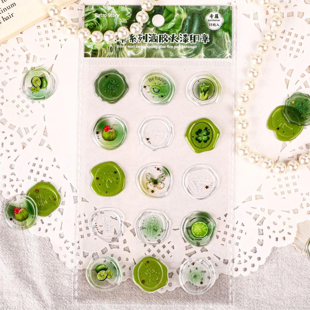 18pcs/20pcs Bag Wax Seals Stamp Sticker for Kid Vintage European Style Candy Color Sticker for Children DIY Decroative Scrapbook