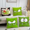 Süßer Frosch Cartoon Spiel Lustiges Gesicht O-Om N-Nom Kissenbezug Für Kissen Druck Sofa Dekoration Zuhause Auto Büro Nordische Schlichtheit