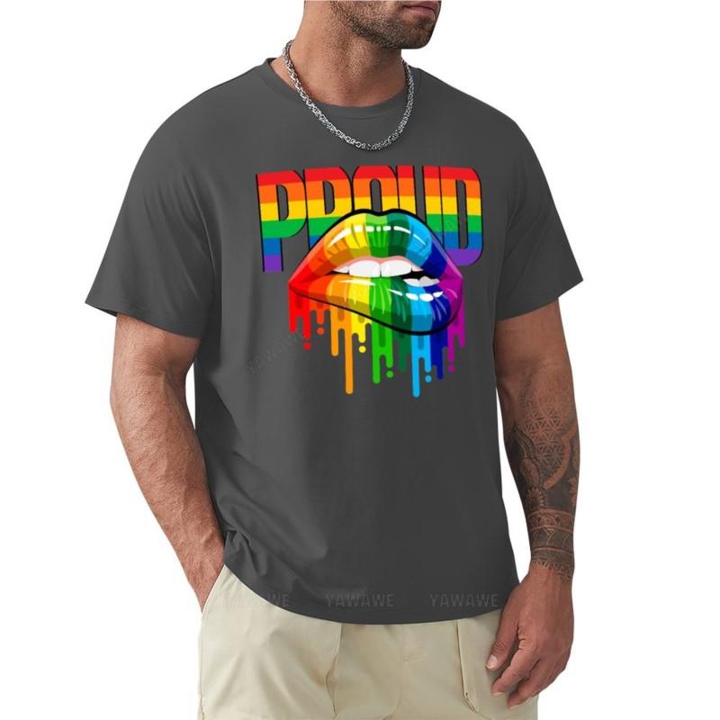 Proud Rainbow Lips Pride Tshirt Plus Size T Shirts Tshirt For A Boy Aesthetic Clothes Black Tshirts For Unisex