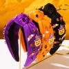 New Halloween-themed Knotted Headband for Women European-American Style Polyester Fiber Uniquely Stylish Diamond-studded Bat