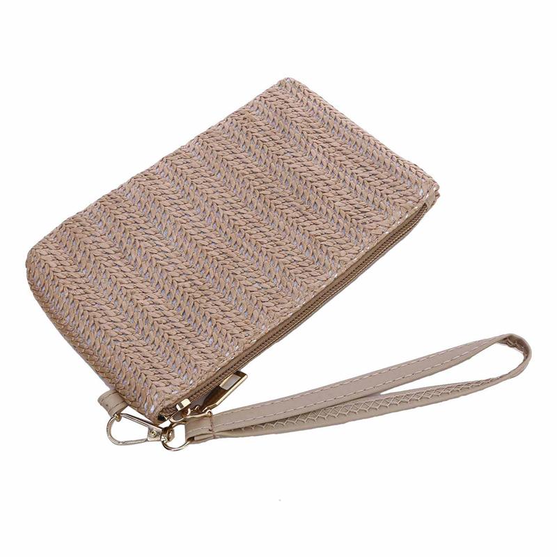 Medium Length Straw Woven Handbag Woven Mobile Phone Zero Wallet