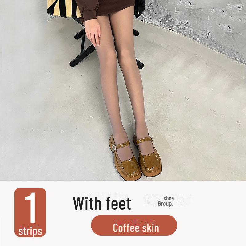 

Осенне-зимние прозрачные леггинсы больших размеров для женщин - черные шелковые или серые невидимые колготки с бархатной подкладкой 80g thin version, with legs, one size коричневый