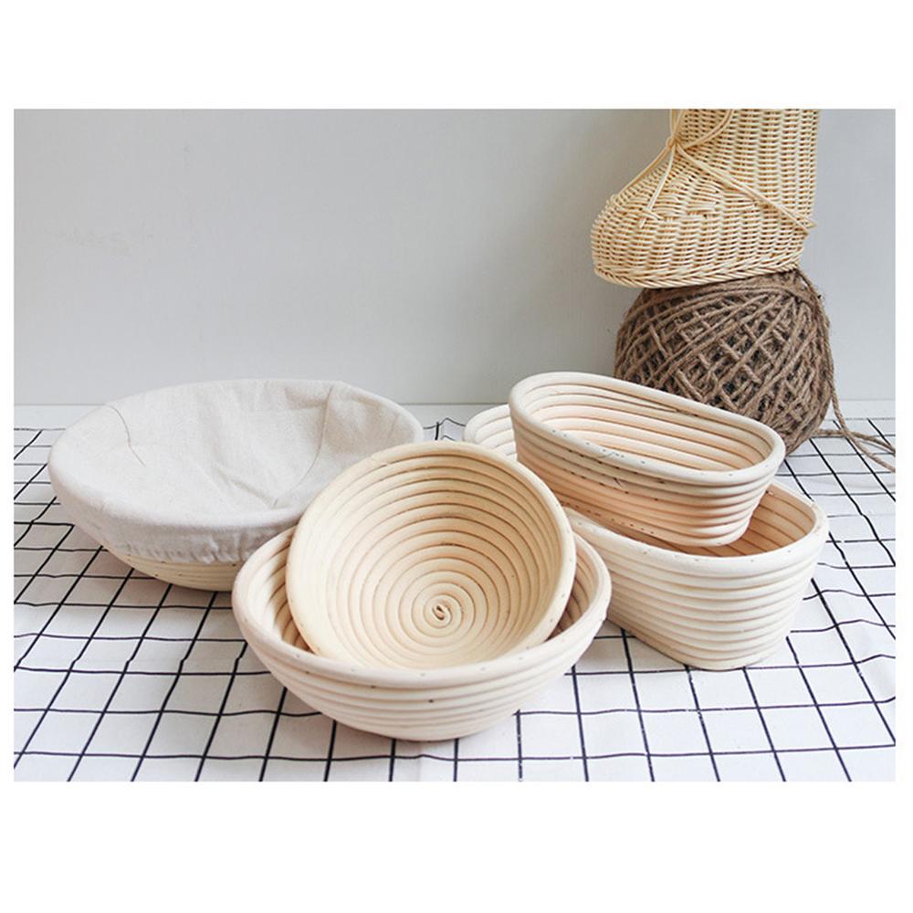 Round Oval-shaped Triangle-shaped Bread Proofing Basket Natural Rattan Proving Basket Sourdough for Kitchen Home Bakers with Liner Cloth