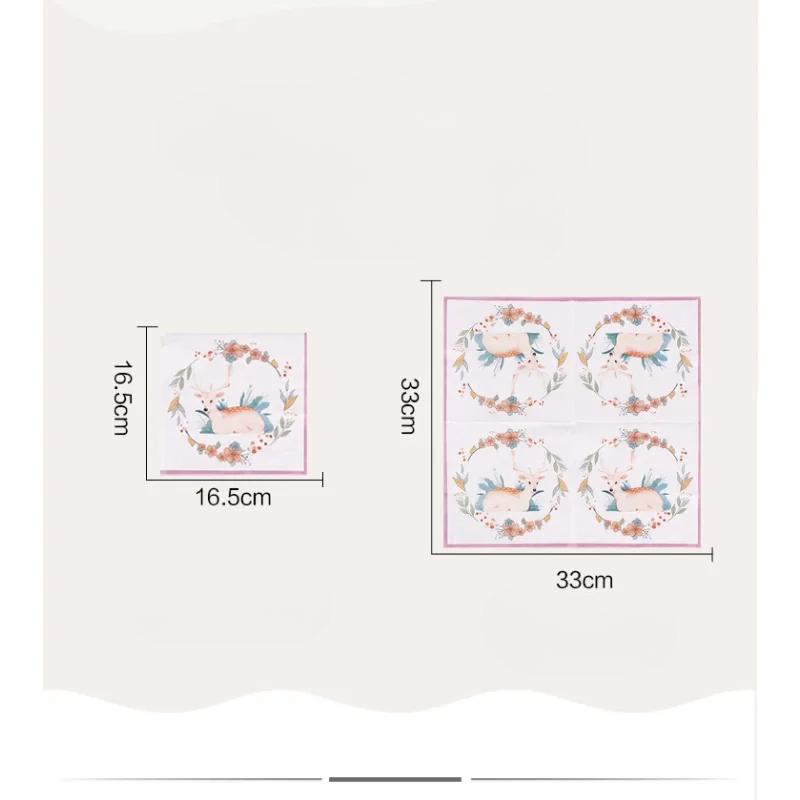 20pcs/Pac 33*33cm 2-Ply Disposable Party Napkin Cartoon Pattern